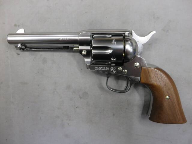 【マルシン】コルトSAA.45 シビリアン シルバー ABS 木製グリップ仕様 Xカートリッジ