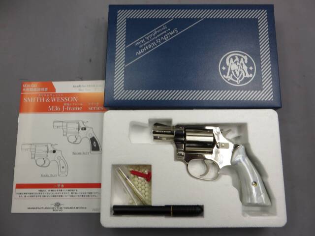 【タナカ】S&W M36 Chiefs Special 2inch スクエアバット “Travis” モデル ニッケルフィニッシュ Version.2