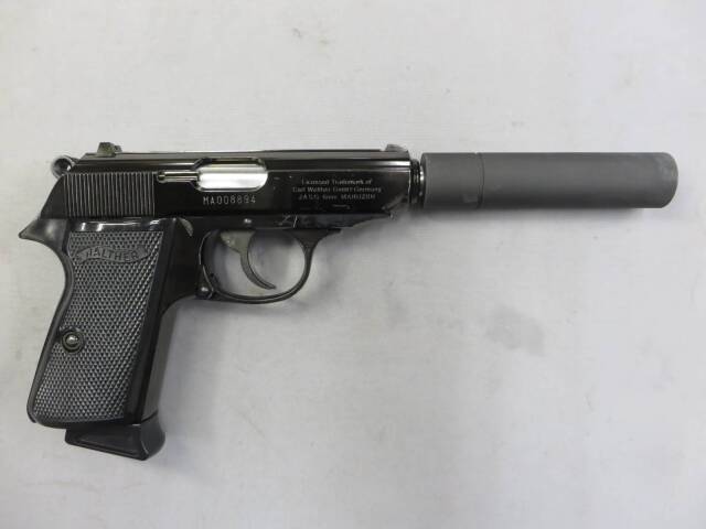 【マルゼン】ワルサー ニューPPK/S ブラックメタル・サイレンサーセット組込・イーストA ショルダーホルスター