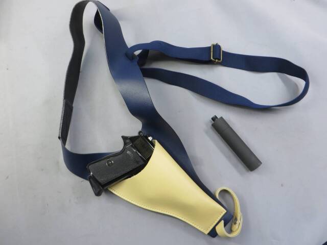 【マルゼン】ワルサー ニューPPK/S ブラックメタル・サイレンサーセット組込・イーストA ショルダーホルスター