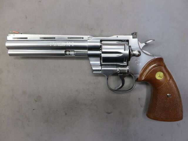 【タナカ】コルトパイソン.357mag 6in R-model ニッケルフィニッシュ モデルガン