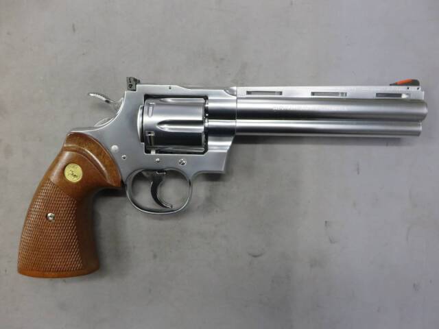 【タナカ】コルトパイソン.357mag 6in R-model ニッケルフィニッシュ モデルガン