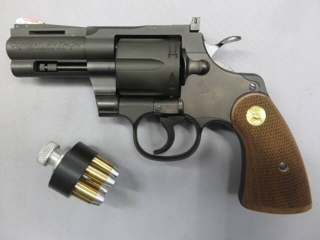 【タナカ】コルトパイソン.357mag 3in R-model HW / 木製グリップ・スピードローダー　モデルガン