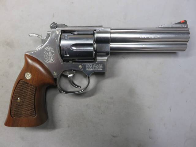 【マルシン】S&W M629 5in シルバーABS ハーフチェッカー木製グリップ仕様 リアルXカートリッジ