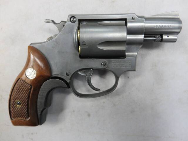 【マルシン】S&W M36 2in ブラック エクセレント HW 木製サービスグリップ 6ｍｍBB リアルXカート