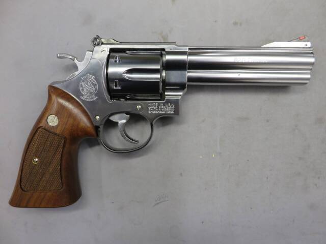 【マルシン】S&W M629 5in シルバーABS ハーフチェッカー木製グリップ仕様 リアルXカートリッジ