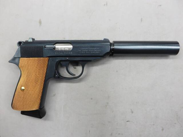 【マルゼン】ワルサー PPK/S モリブデンブルー サイレンサー付・キャロムショットカスタム