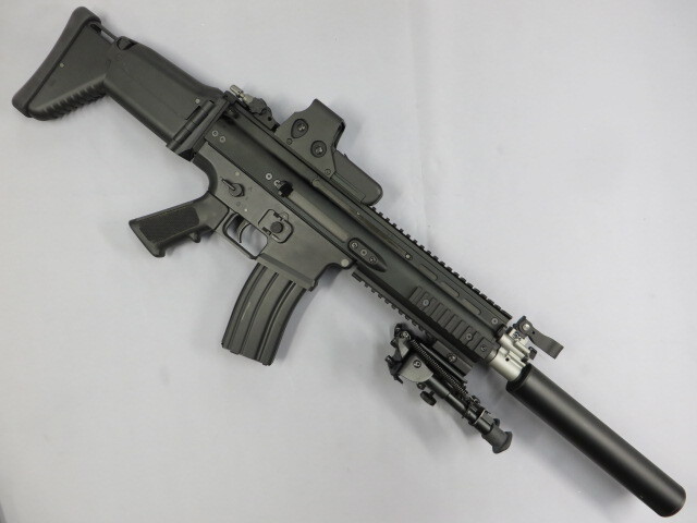 WE】SCAR-L ブラック GBB / ホロサイト・バイポッド・サイレンサー