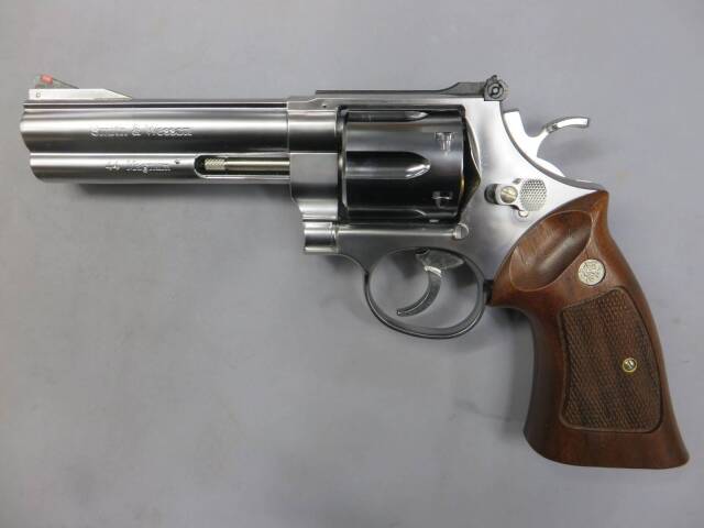 【マルシン】S&W M629クラシック 6.5in シルバーABS ハーフチェッカー木製グリップ仕様 リアルXカートリッジ