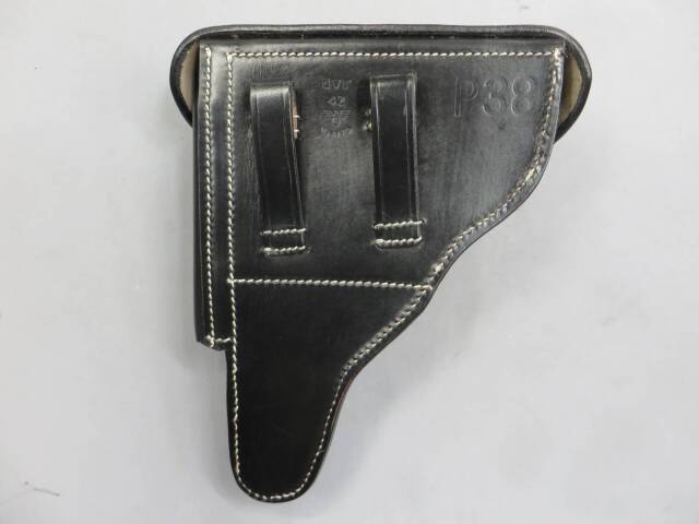 【不明】ワルサーP38 刻印入り ハードシェルタイプ 本革ホルスター・ドイツ製