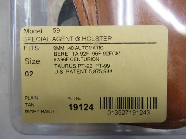 【BIANCHI】Model.59・ベレッタ m92F 他 スペシャル エージェント ホルスター TAN
