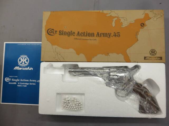 【マルシン】コルトSAA.45 シビリアン シルバー ABS 木製グリップ仕様 Xカートリッジ