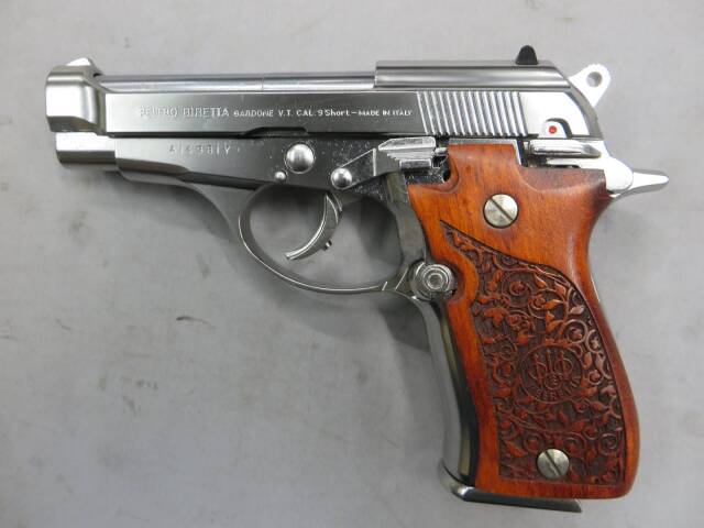 【マルシン】ベレッタ M84 シルバー ABS  強化版・木製グリップ　モデルガン