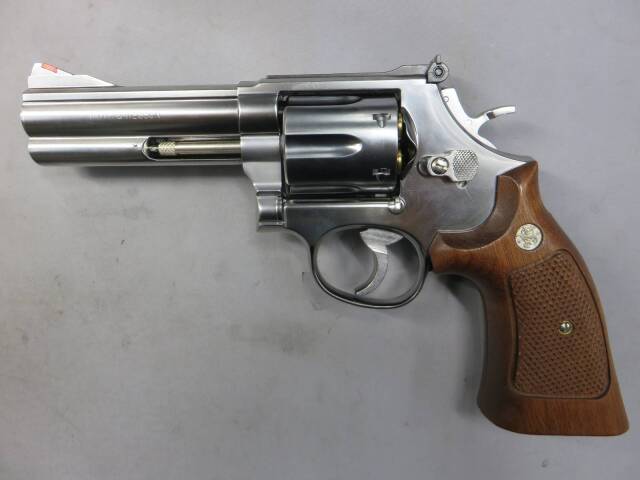 【マルシン】S&W M686 シルバーABS ハーフチェッカー木製グリップ仕様 リアルXカートリッジ