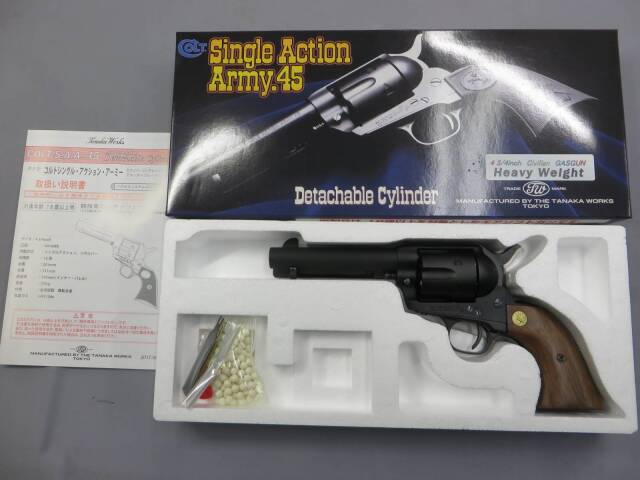 【タナカ】コルトSAA.45 D.C. 4 4/3in シビリアン HW・木製グリップ　デタッチャブル