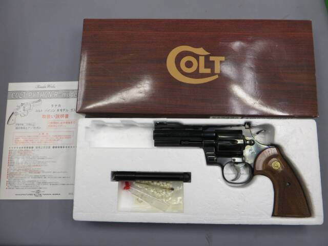 【タナカ】コルトパイソン.357mag 4in R-Mode HW / 木製グリップ・ブルーイング