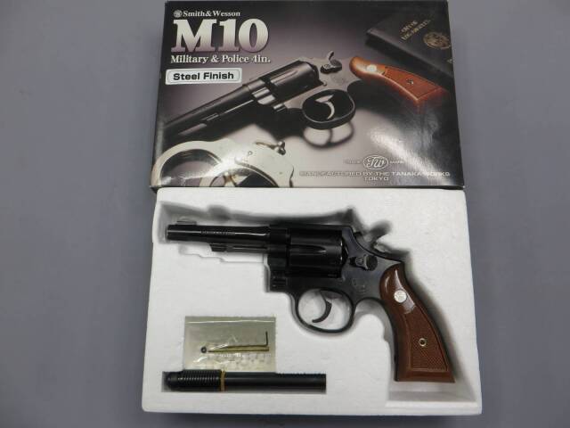 【レプリカ】S&W　M10 全長24㌢ミリタリー＆ポリス　24K金メッキ超レア TANAKA S&W M10 ミリタリー&ポリス 4インチ VER.3 モデルガン