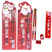 クリスマス文具5点セット(消しゴム　鉛筆2本 定規　鉛筆削り）＃100