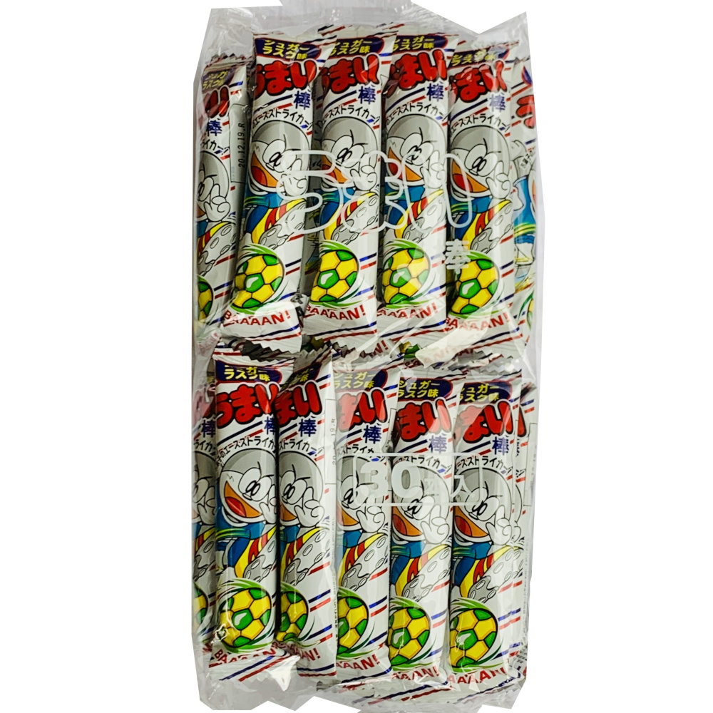 うまい棒シュガーラスク味 サクサクのうまい棒はシュガーバターの味が何とも言えない美味しさ