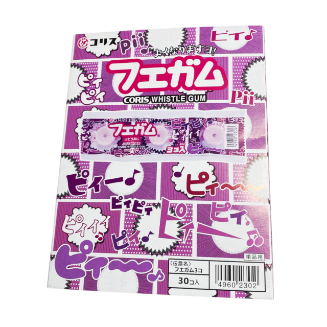 コリス　フエガム ブドウ味  ドーナツ形で真ん中に穴が開いて 吹くとピ～ピ