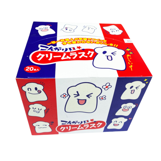 パンの表面にクリームを塗ったラスクは可愛いお子さんのおやつ