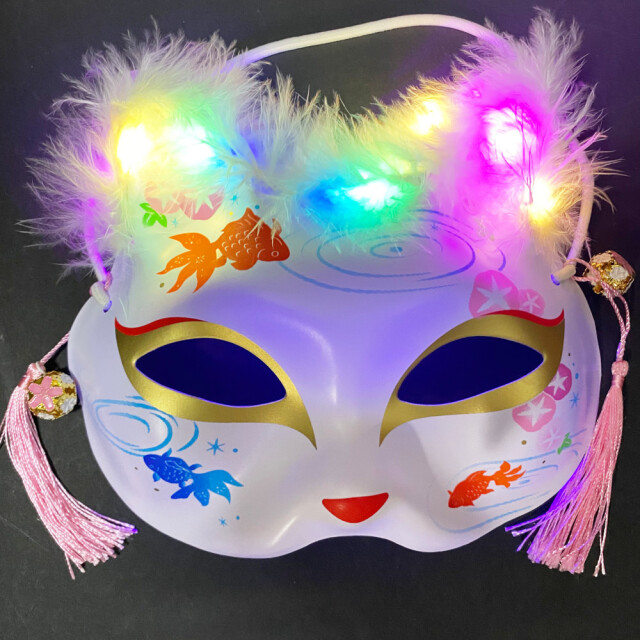 光る ねこ半面お面　6枚セット　いまだけ！お買い得価格 セット登場！