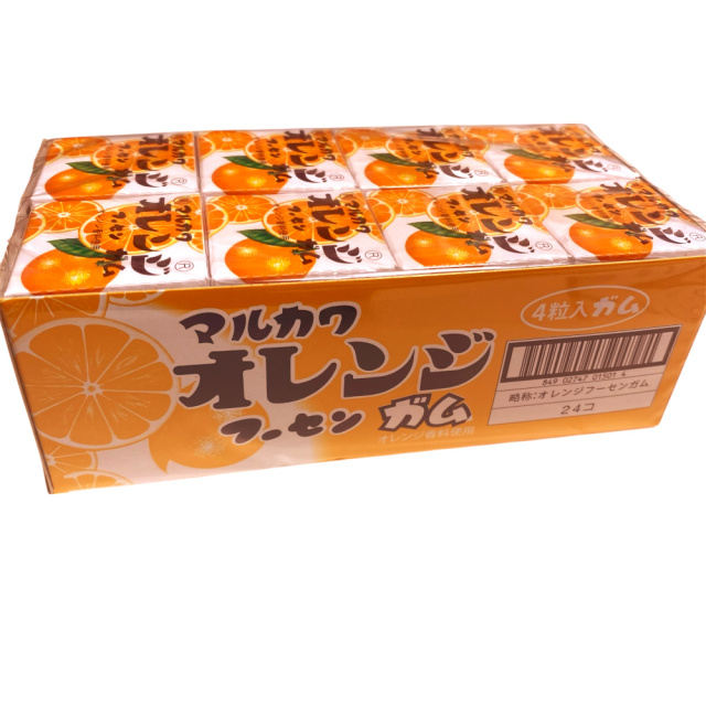 駄菓子屋のガム】#15 オレンジフーセンガム4粒入 24箱 問屋佐塚商店
