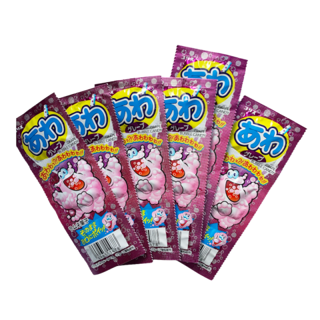 グレープのフルーツフレーバー　泡の刺激が気持ちいい楽しいラムネ菓子 ３個入りのタブレットラムネ。