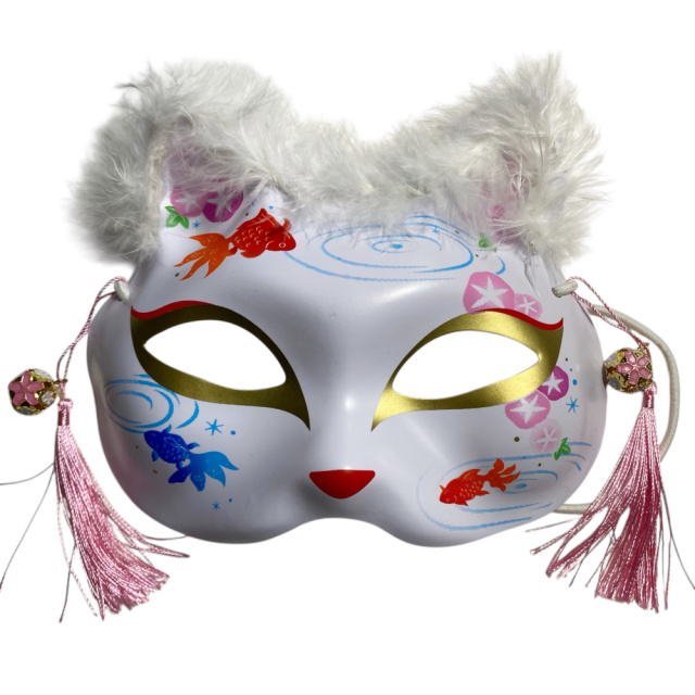 光る ねこ半面お面　6枚セット　お祭りや子供会、ハロウィンパーティーなど、イベントで大活躍！