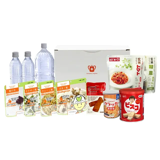 非常用災害備蓄品 非常食 保存食 水 セット PEACEUP 非常食セット 3日分 10年保存水付 7年保存食 アルファ米