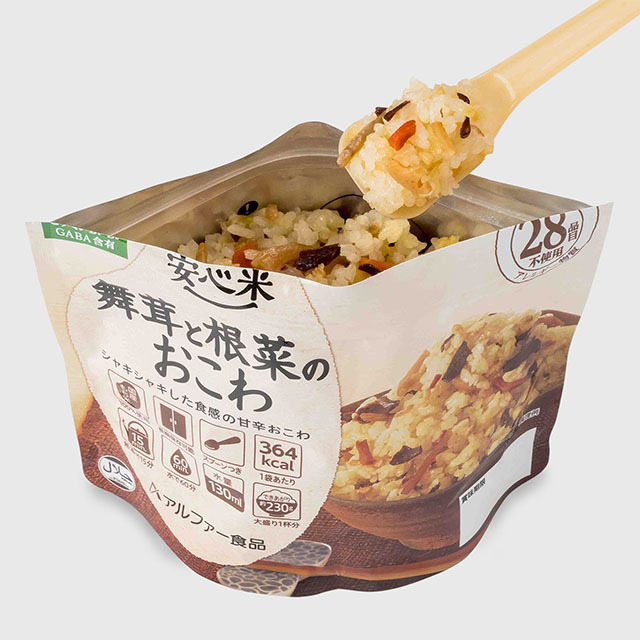 安心米　舞茸と根菜のおこわ　盛り付け例