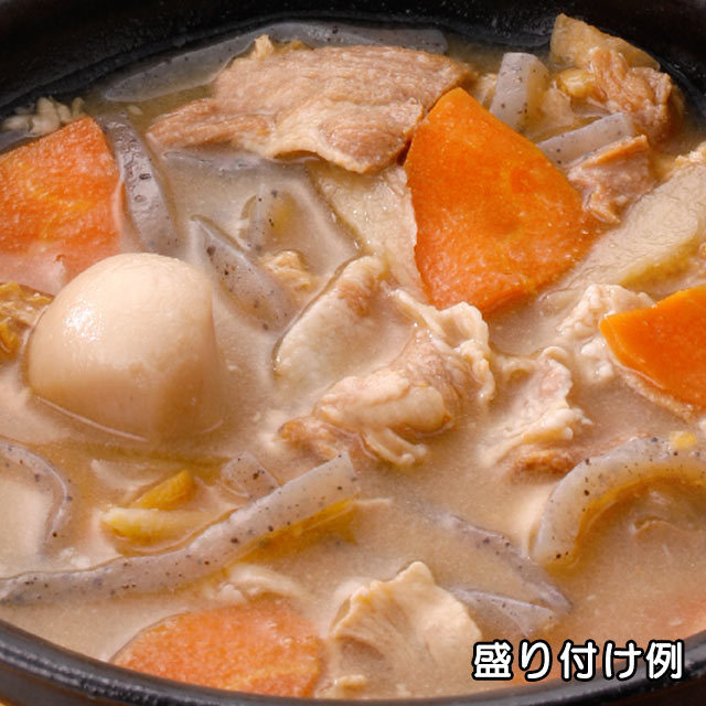 ロングライフフーズ　豚汁　盛り付け例