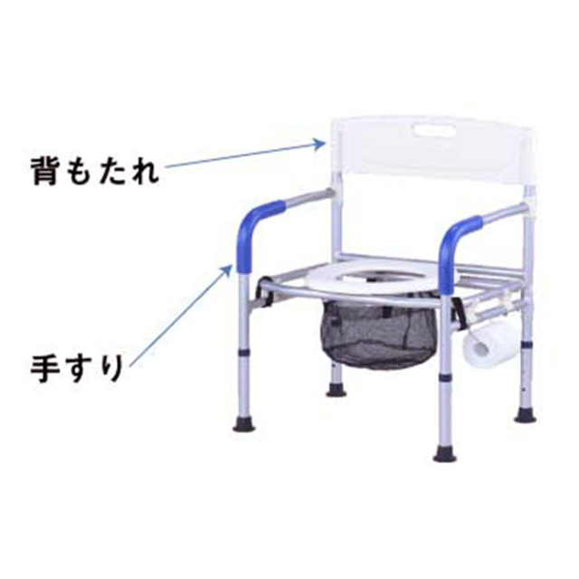手すり付きポータブルトイレワイドタイプ VE30】汚物処理袋がセット