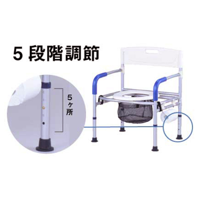 手すり付きポータブルトイレワイドタイプ VE30】汚物処理袋がセット
