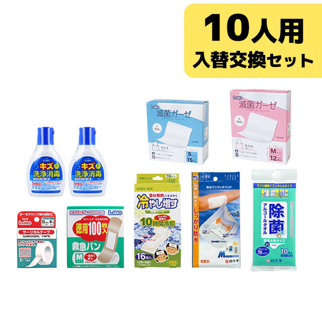 三和製作所　防災用救急箱入れ替え交換セット 10人用