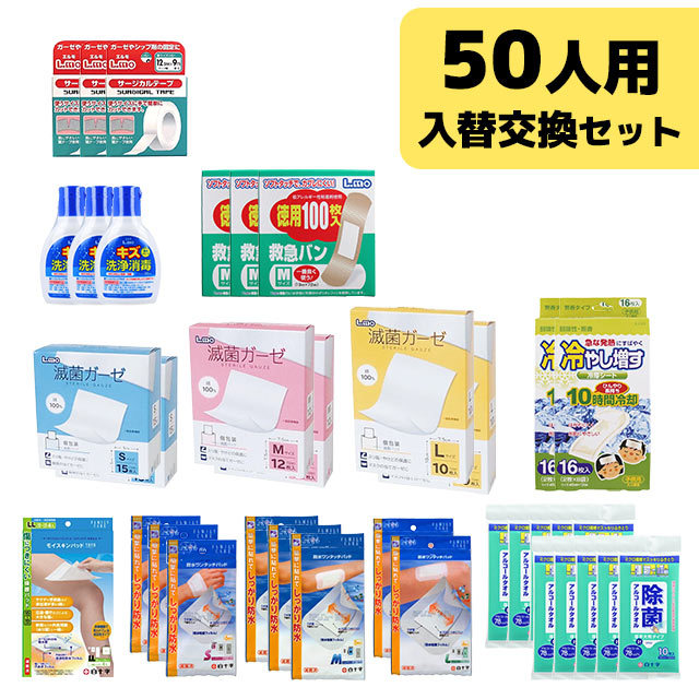 三和製作所　防災用救急箱入れ替え交換セット 50人用