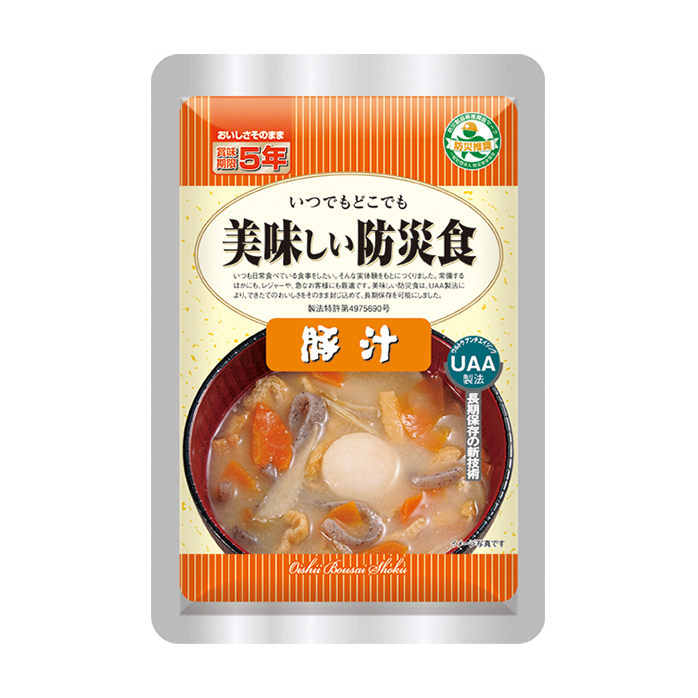 【美味しい防災食 豚汁 50袋入】5年保存 企業、自治体の備蓄に最適！味にこだわったおいしい保存食！【納期5月中旬より順次発送】