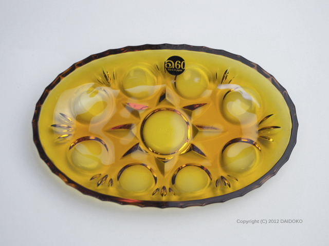 【新品 箱付 廃盤】アデリア60 ルック 小判皿 豆小判皿 4枚セット 石塚硝子 アデリア60 Luc/ルック 小判皿 アンバー