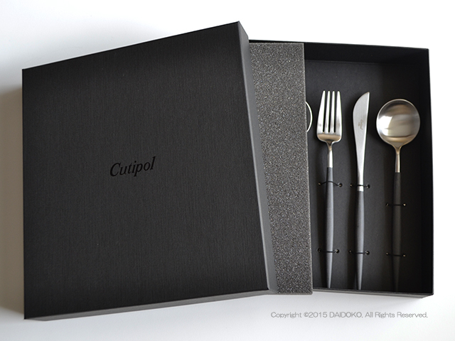 クチポール ゴア ブラック×シルバー ディナー24点セット 化粧木箱入り Cutipol Goa/クチポール/ブラックシルバー/ディナー6本セット ゴアセットギフトBOX入