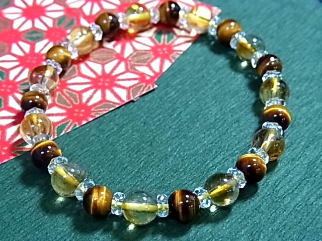 タイガーアイ&シトリンデザインブレス