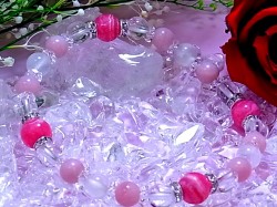 インカローズ・ブルームーンストーン・ピンクオパールデザインブレス