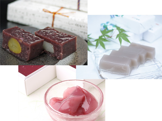 からめきの瀬　２本（栗、求肥　各１本）　あん豆4ふ本（小豆、木イチゴ各2本）化粧箱　