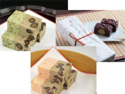 桜の時期限定　さくらの風味が上品です　桜川 蓬の風味の通小町　からめきの瀬栗入り　各一本　化粧箱入り