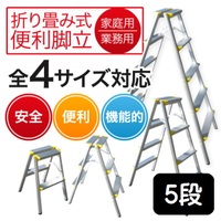 アルミ脚立　AM-5　5段　折りたたみ式脚立　軽量　アルミ製　はしご　作業台　ホームステップ　大掃除　脚立　きゃたつ　引っ越し　梯子　屋内　踏み台　ふみ台