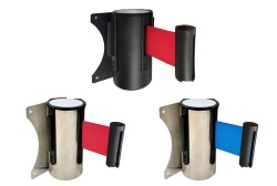 ベルトパーテーション　壁面設置タイプ　ウォールジョイントパーテーション　2m　赤ベルト　青ベルト　バリアリール　壁掛け式　テープパーテーション　立ち入り禁止　立入禁止　壁付ユニット　受け金具付　自動巻き　ベルト外れ防止機構付【6ヶ月保証】