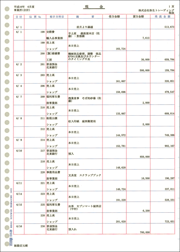 335001　元帳３行明細用紙　
