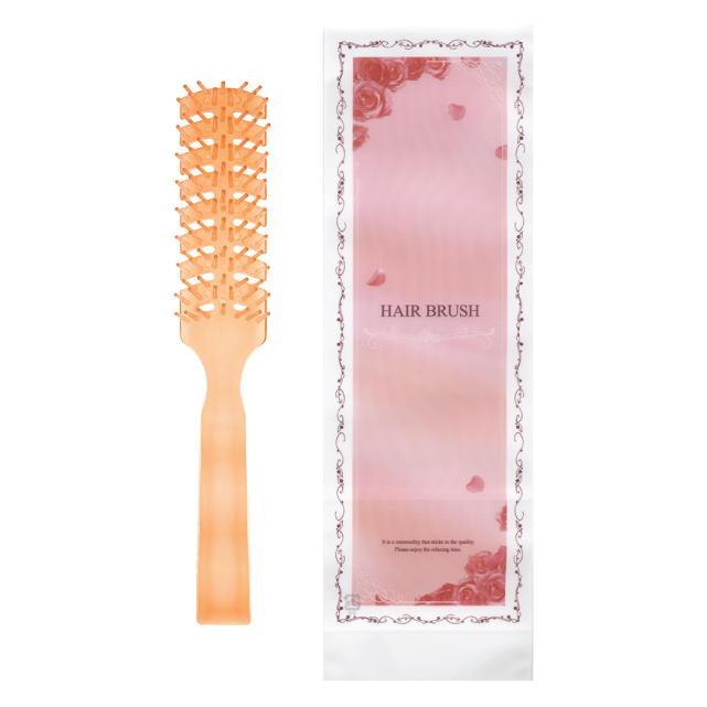 ヘアブラシ　オレンジ　リッチローズ柄袋入り 100本