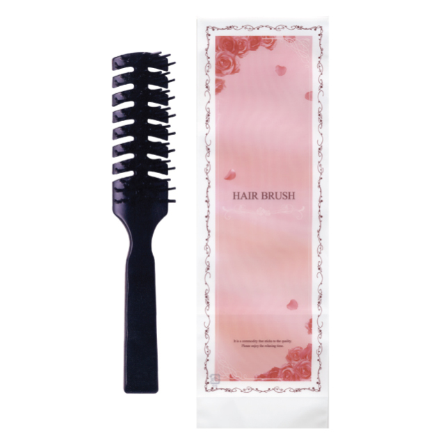 ヘアブラシ　黒　リッチローズ柄袋入り 100本