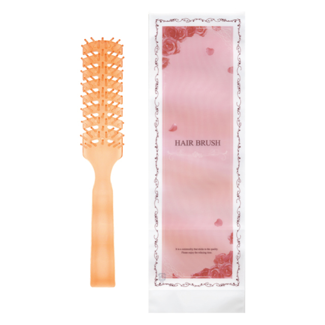 ヘアブラシ　オレンジ　リッチローズ柄袋入り 100本