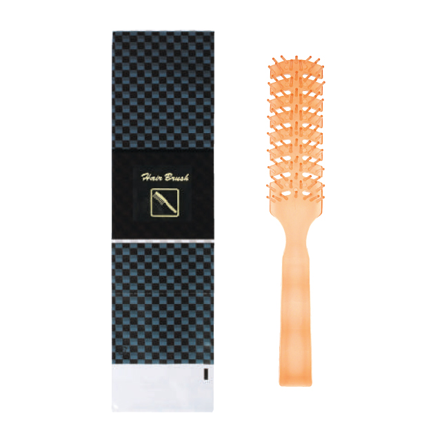 ヘアブラシ　オレンジ　スクエア柄袋入り　100本
